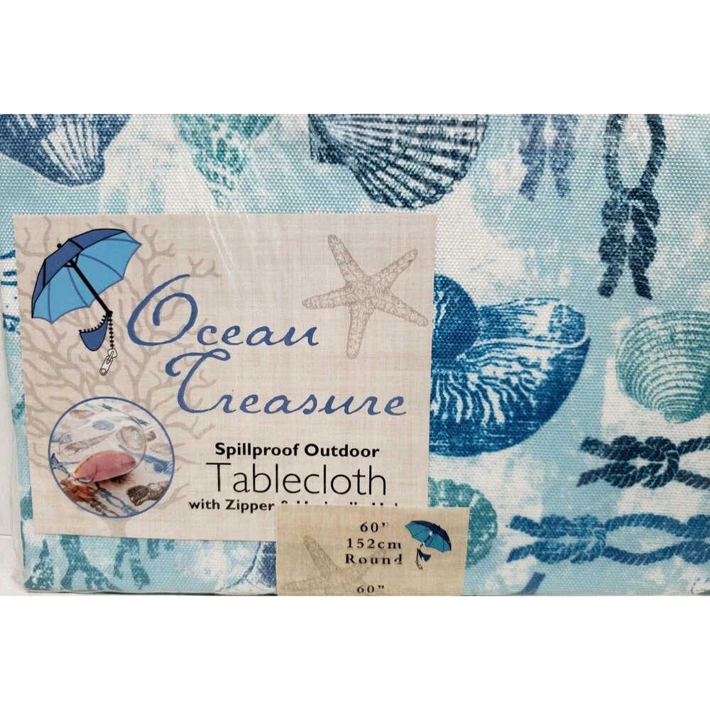 Printed Fabric Tablecloth w/Zipper & Umbrella Hole,60
